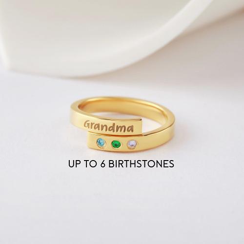 Mom Ring with Kids Birthstones, Birthstone Wrap Ring, Grandma Jewelry