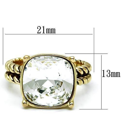 LO2447 - Gold Brass Ring with AAA Grade CZ  in Clear