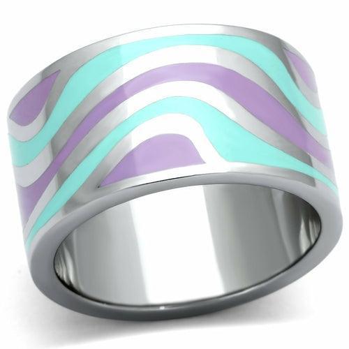 TK840 - High polished (no plating) Stainless Steel Ring with Epoxy  in