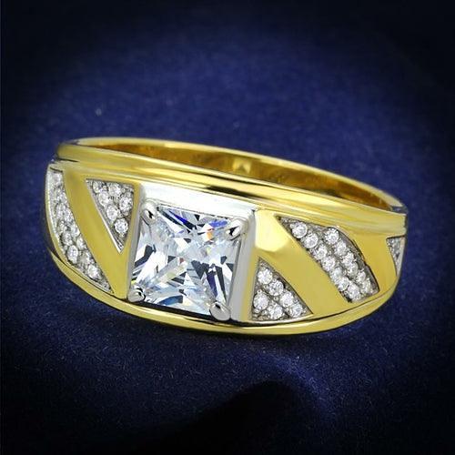 TS247 - Gold+Rhodium 925 Sterling Silver Ring with AAA Grade CZ  in