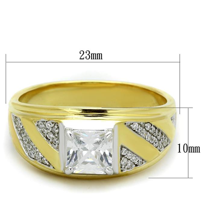 TS247 - Gold+Rhodium 925 Sterling Silver Ring with AAA Grade CZ  in