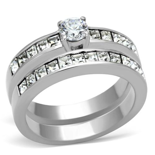 TK972 - High polished (no plating) Stainless Steel Ring with AAA Grade