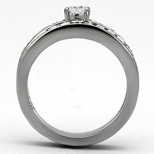 TK972 - High polished (no plating) Stainless Steel Ring with AAA Grade