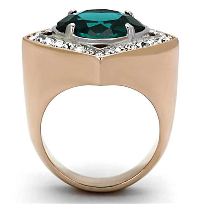 TK1160 - Two-Tone IP Rose Gold Stainless Steel Ring with Synthetic