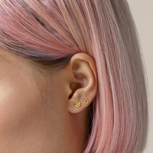 Tiny Moon Stud Earrings Minimal Earrings