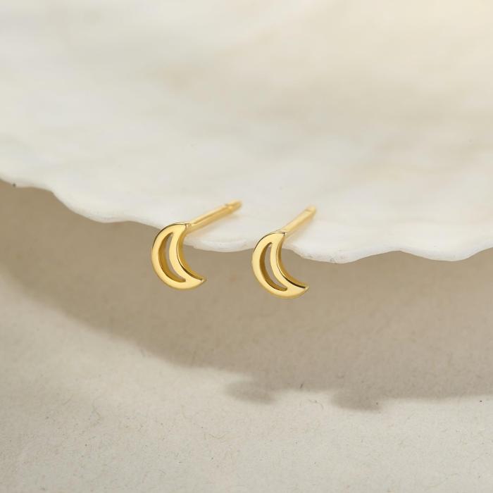 Tiny Moon Stud Earrings Minimal Earrings