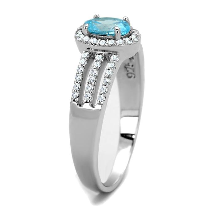 TS184 - Rhodium 925 Sterling Silver Ring with AAA Grade CZ  in Sea