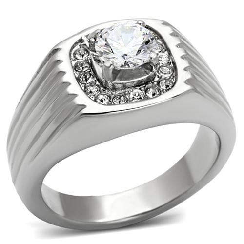TK943 - High polished (no plating) Stainless Steel Ring with AAA Grade