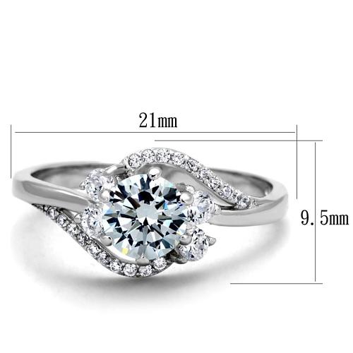 TS305 - Rhodium 925 Sterling Silver Ring with AAA Grade CZ  in Clear