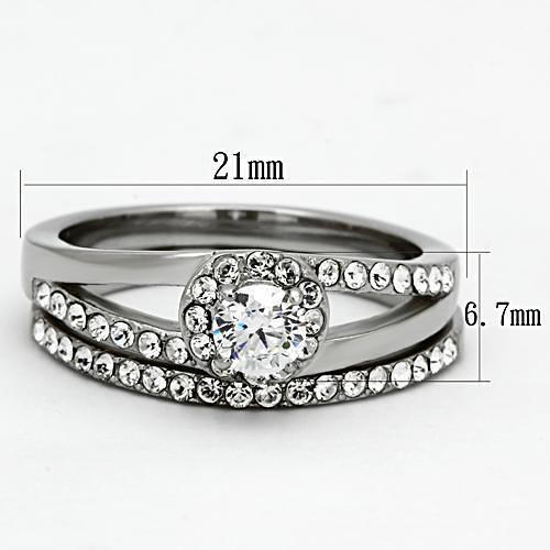 TK971 - High polished (no plating) Stainless Steel Ring with AAA Grade