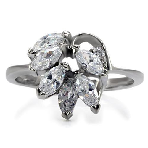 TK075 - High polished (no plating) Stainless Steel Ring with AAA Grade