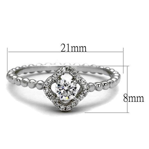 TS462 - Rhodium 925 Sterling Silver Ring with AAA Grade CZ  in Clear