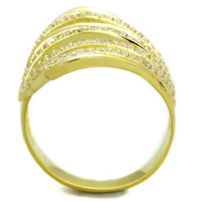 TS379 - Gold 925 Sterling Silver Ring with AAA Grade CZ  in Clear