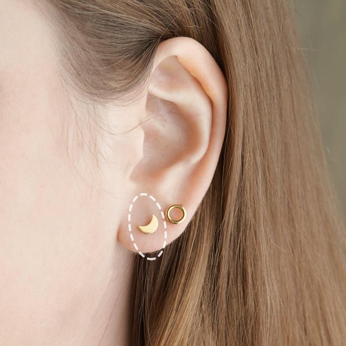 Tiny Moon Stud Earrings Minimalist Earrings