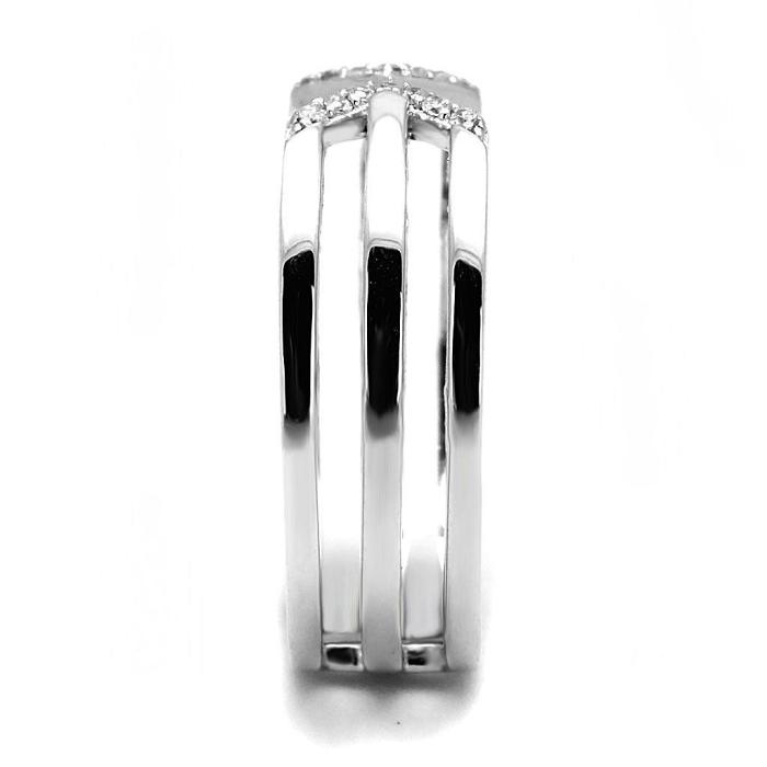 TS574 - Rhodium 925 Sterling Silver Ring with AAA Grade CZ  in Clear