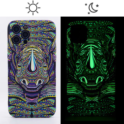 Aztec Rhinoceros iPhone Case Luminous Phone Cases iPhone 15 Cases