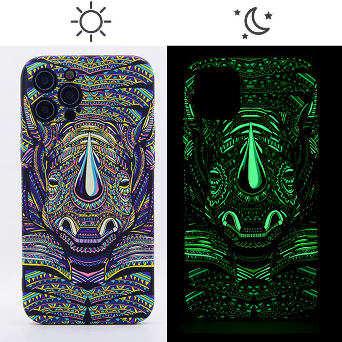Aztec Rhinoceros iPhone Case Luminous Phone Cases iPhone 15 Cases
