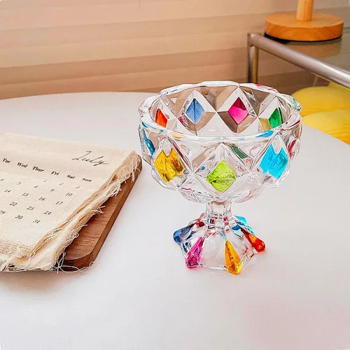 Rainbow Luster Glass Goblet Cups