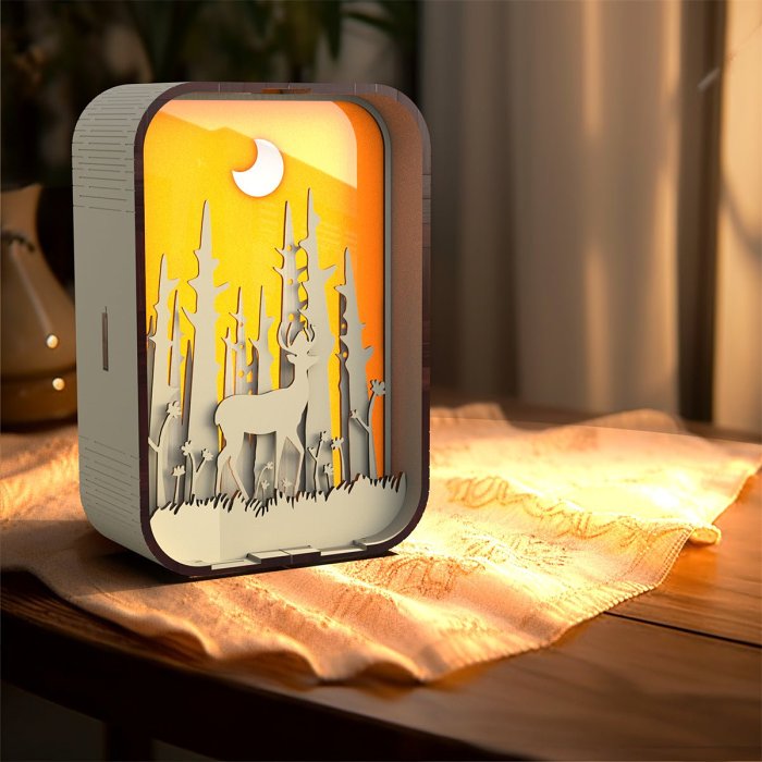 Wood Engraved Winter Theme Light Decor