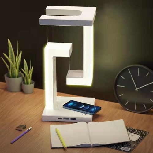 Levitating L Shaped Table Lamp with Wireless Charging