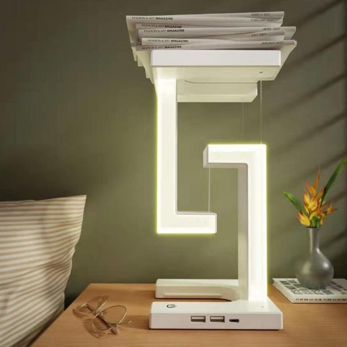 Levitating L Shaped Table Lamp with Wireless Charging