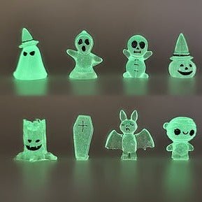 Glow in the Dark Halloween Mini Figurines - Set of 8