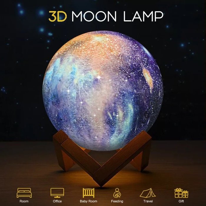 3D Galaxy Moon Lamp Light