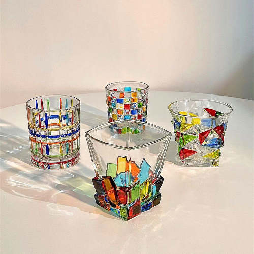 Rainbow Luster Hand-Painted Glass Cup