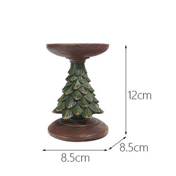 Resin Wooden Christmas Tree Candle Holder