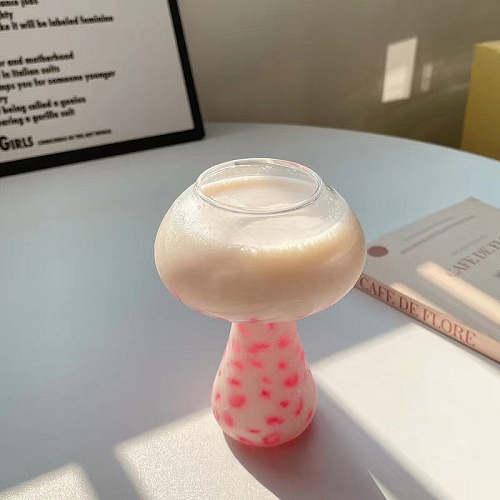 Pink Mushroom Shaped Glass