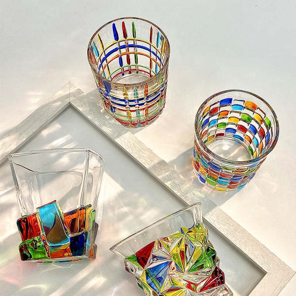 Rainbow Luster Hand-Painted Glass Cup