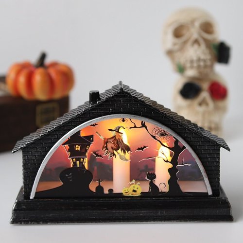 Vintage LED Halloween Glow House with Trio Candle Lights