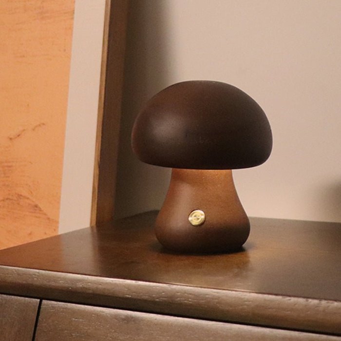 Wooden Cute Mushroom with Touch Sensor LED Night Light