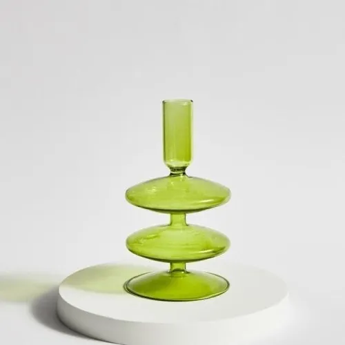 Ninia Collection of Green Glass Candle Holders