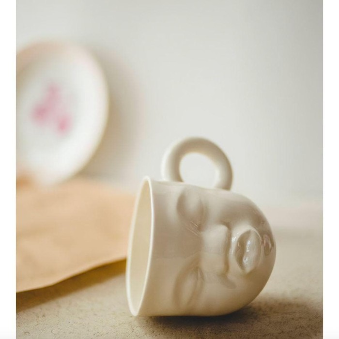 Hand Crafted Kissing Baby Face Porcelain Mug