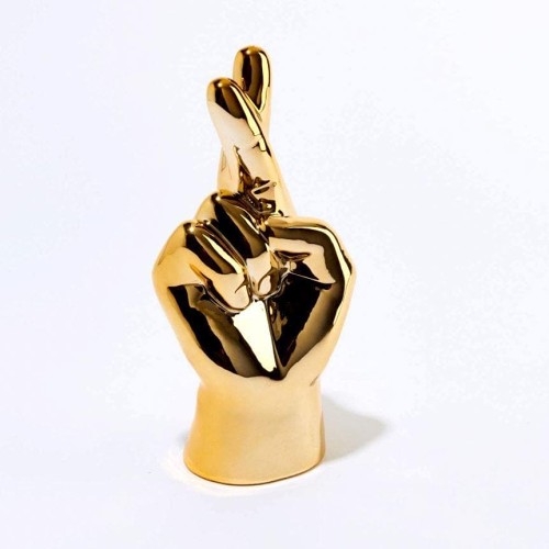 Gold Crossed Finger Decorative Figure