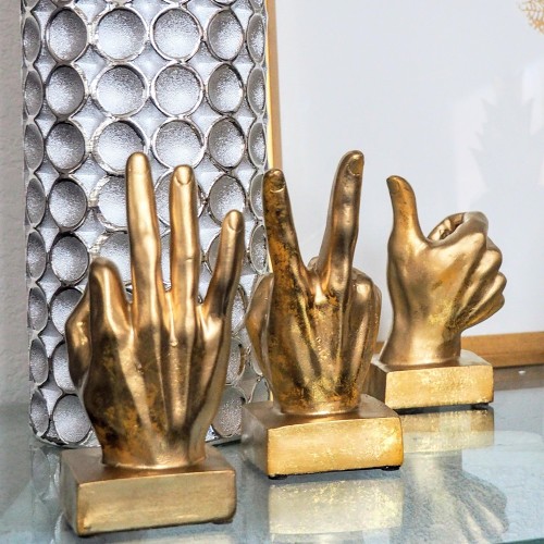 3 Gold Hand Gesture Sculptures