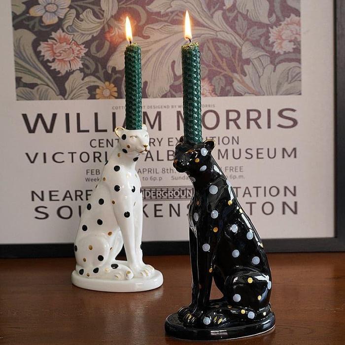 Vintage Inspired Leopard Candle Holder