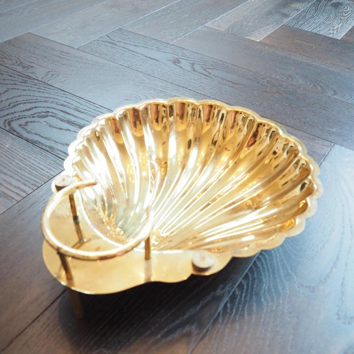 Vintage Brass Sea Shell Trinket Tray - Large