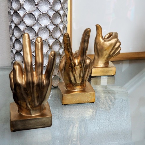 3 Gold Hand Gesture Sculptures