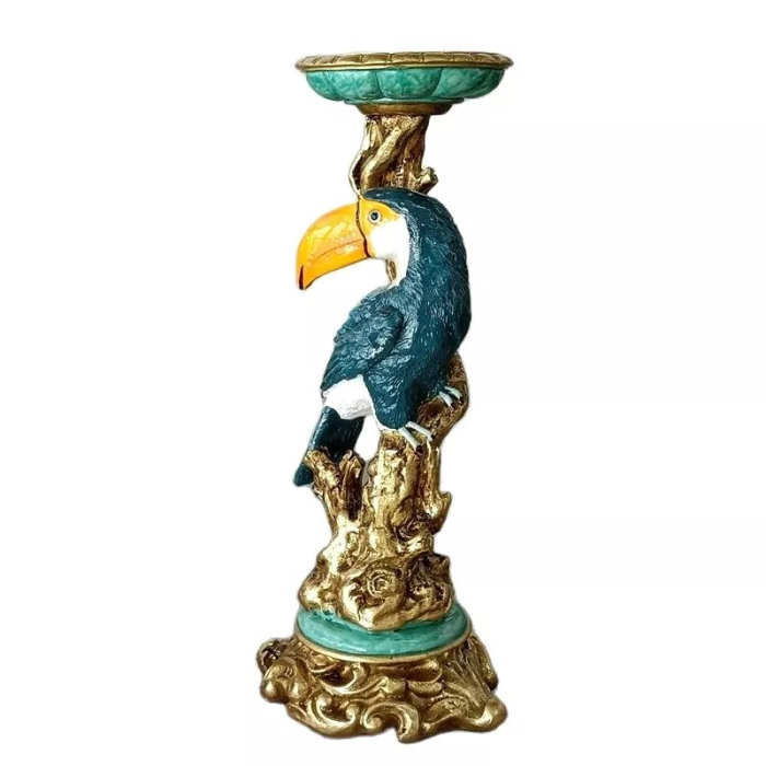 Classical Toucan Pedestal Candle Stand