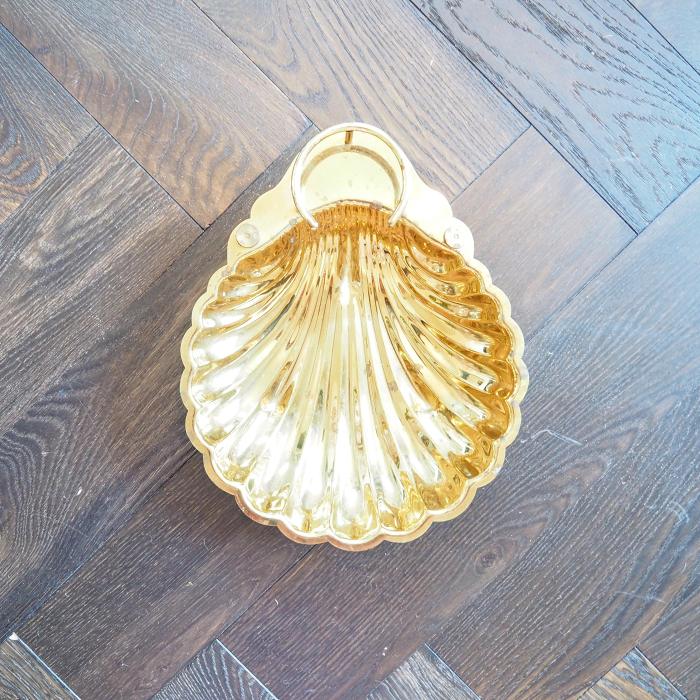 Vintage Brass Sea Shell Trinket Tray - Large