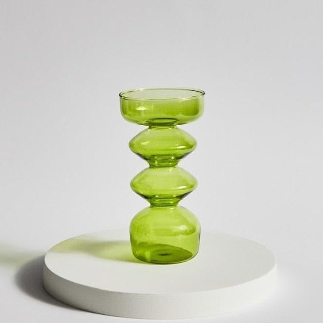 Ninia Collection of Green Glass Candle Holders
