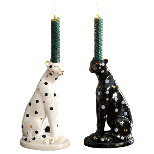 Vintage Inspired Leopard Candle Holder