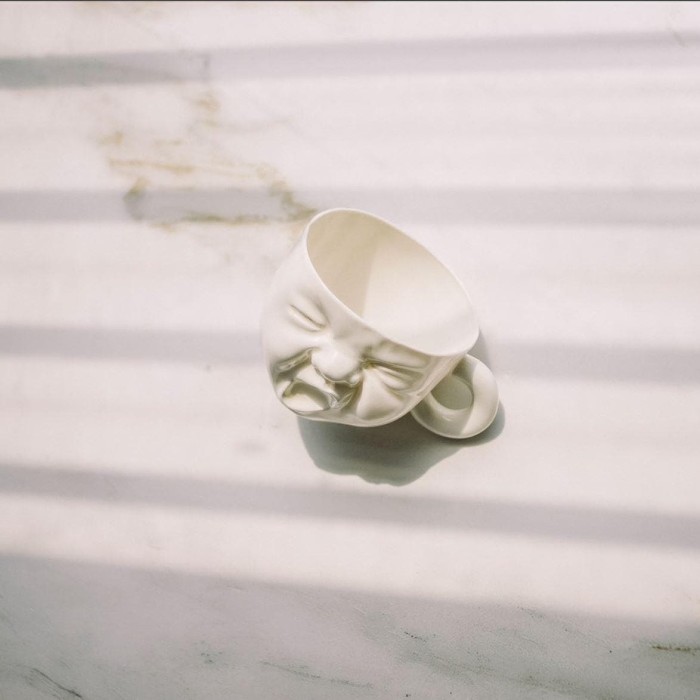 Hand Crafted Yawning Baby Face Porcelain Mug