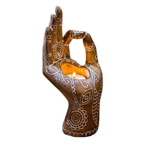 Hand Carved Buddha Mudra Hand Candle Holder