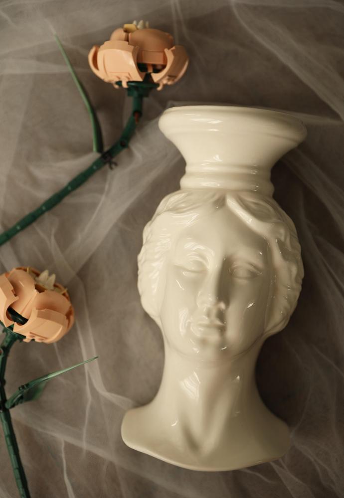 White Greek Goddess Female Decorative Vase - Selene