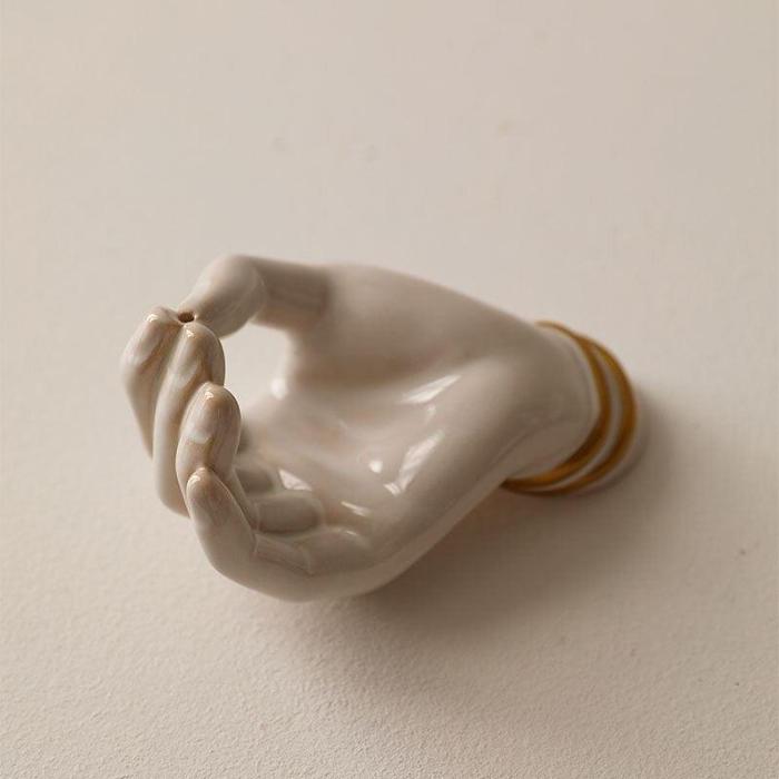 Lady Palm Glazed Ceramic Incense Holder