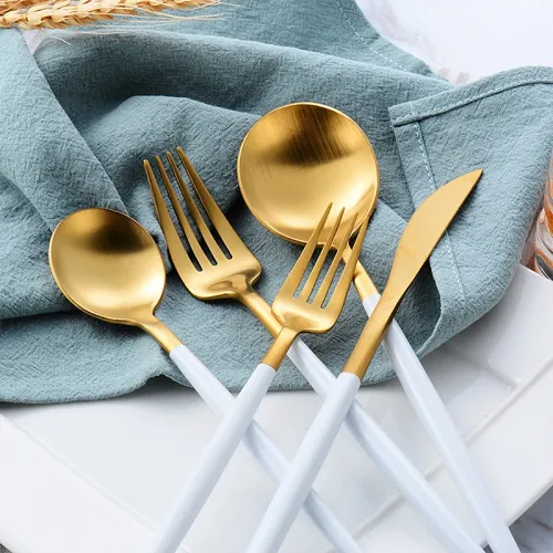 Arya White Gold Cutlery Set
