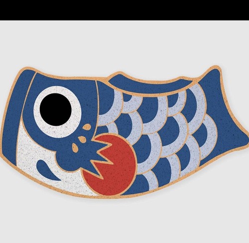 Blue Oriental Fish Door Mat